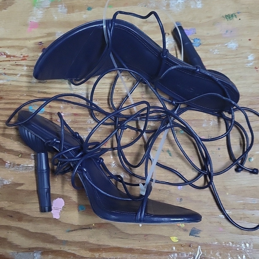 Cult Gala Soleil Lace up Bamboo heels 37 navy blue